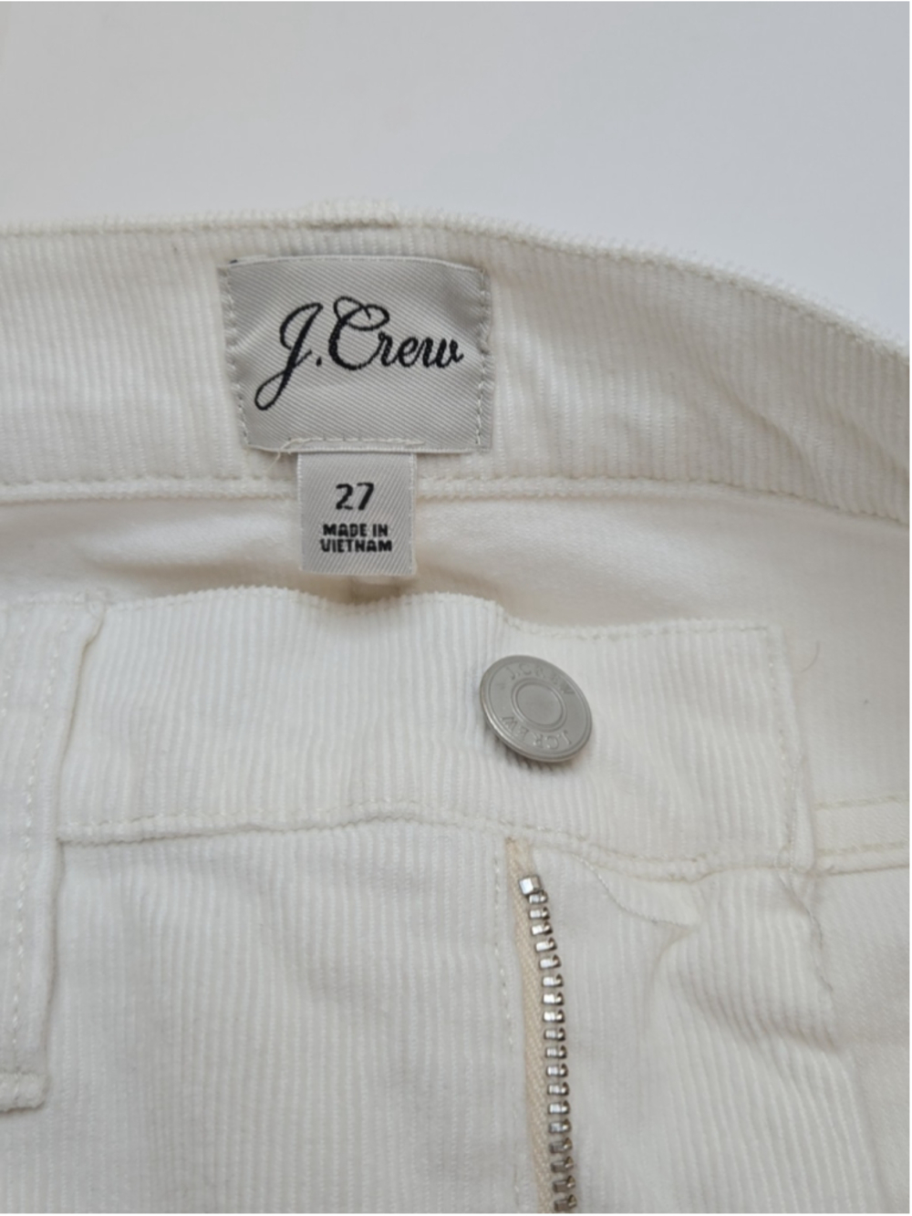 J Crew Vintage Slim Straight White Corduroy Pants Classic Preppy Fall Size 27 - Picture 6 of 9